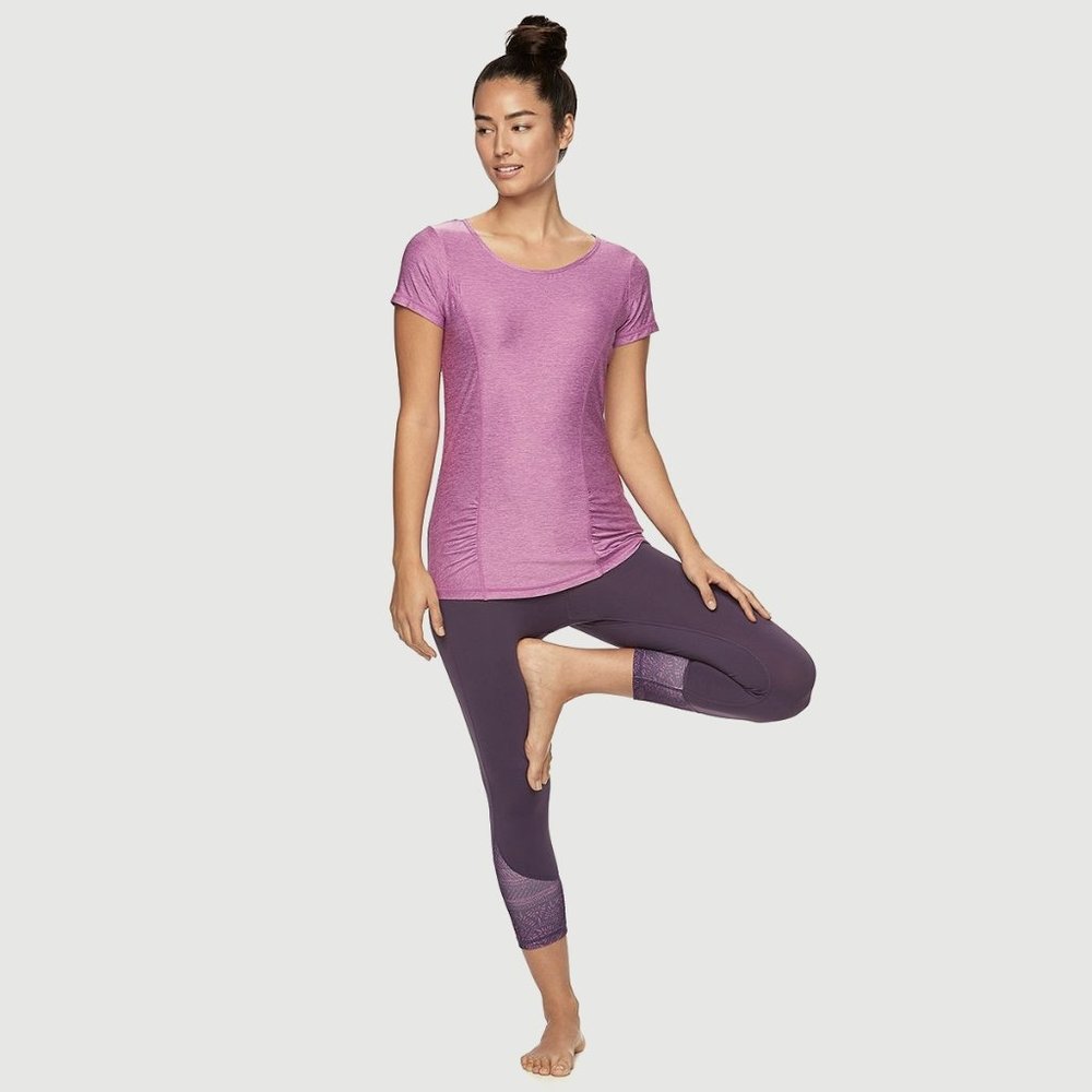 Women's Gaiam Energy Yoga Tee Color: Hyperviolet Heather